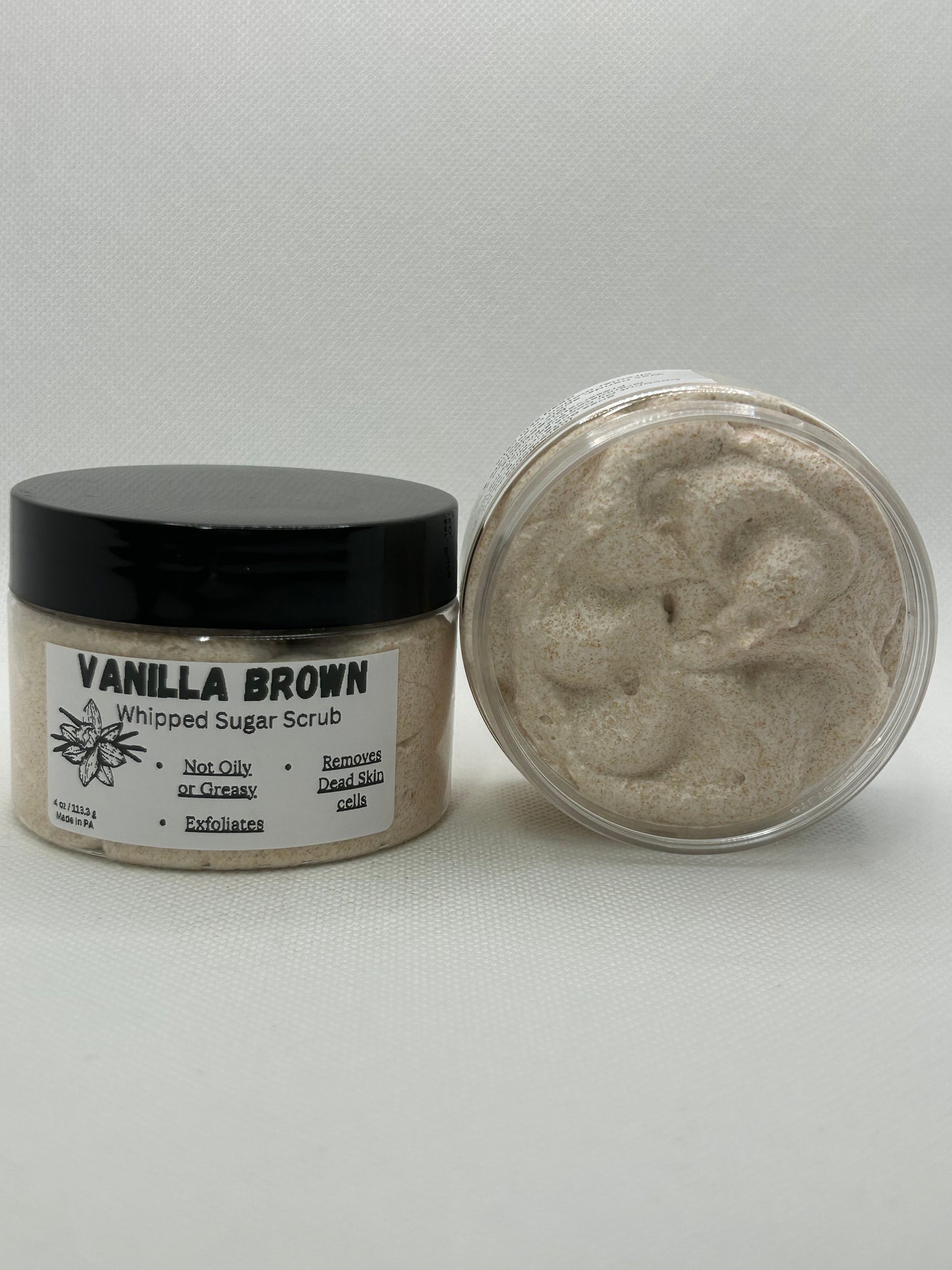 Vanilla Brown Whipped Sugar Scrub w/Loofah Mini Pad